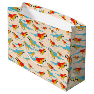Grand Sac Cadeau Patters du Colorful Tropical Macaw