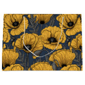 Grand Sac Cadeau Pavot jaune sur la marine (Devant)