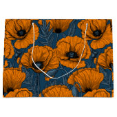 Grand Sac Cadeau Pavot orange sur bleu foncé (Devant)