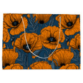 Grand Sac Cadeau Pavot orange sur bleu foncé (Dos)