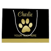 Grand Sac Cadeau Paw chien brillant or sur arrière - plan noir (Dos)