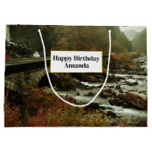 Grand Sac Cadeau Paysage forestier et fluvial d'automne (Dos)