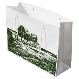 Grand Sac Cadeau Paysage rural maison de ferme de style coupe