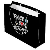 Grand Sac Cadeau Peace Love Hip hop Dancing (Dos Angle)