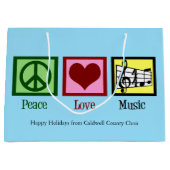 Grand Sac Cadeau Peace Love Musique Custom Blue Christmas (Devant)