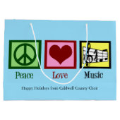 Grand Sac Cadeau Peace Love Musique Custom Blue Christmas (Dos)