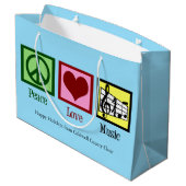 Grand Sac Cadeau Peace Love Musique Custom Blue Christmas (Dos Angle)