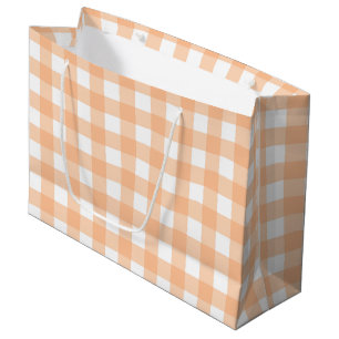 Grand Sac Cadeau Peach Motif Plaid Classic En vichy