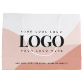 Grand Sac Cadeau Peach & Pink Boho Ajouter Entreprise Logo Entrepri (Dos)