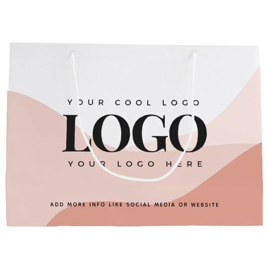 Grand Sac Cadeau Peach & Pink Boho Ajouter Entreprise Logo Entrepri (Dos)