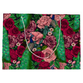 Grand Sac Cadeau Peacocks dans le jardin rose 2 (Dos)