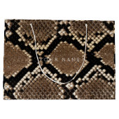 Grand Sac Cadeau Peau animale Brown Abstrait Python noir blanc (Dos)