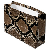 Grand Sac Cadeau Peau animale Brown Abstrait Python noir blanc (Dos Angle)