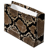 Grand Sac Cadeau Peau animale Brown Abstrait Python noir blanc (Devant Angle)