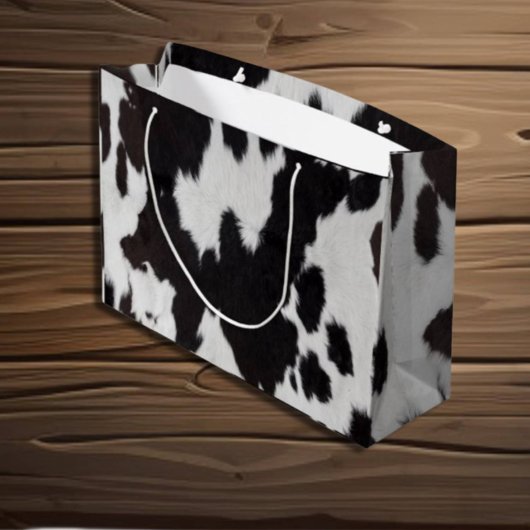 Grand Sac Cadeau peau de vache noir