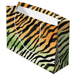 Grand Sac Cadeau Peaux de tigre rayées modernes Imprimer gros félin