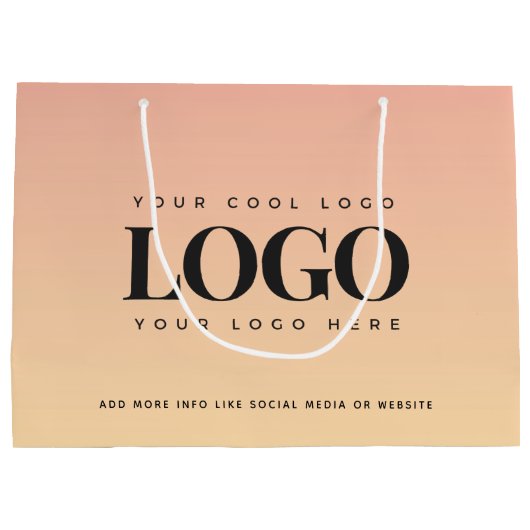 Grand Sac Cadeau Pêche & Jaune Été Logo Entreprise Entreprise Profe (Dos)