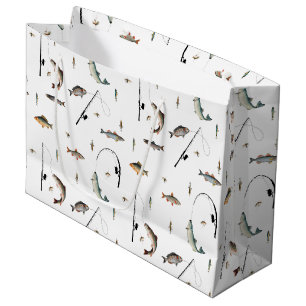 Grand Sac Cadeau Pêche Motif à thème de poisson de bâton et de bobi