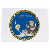 Grand Sac Cadeau Pêcheur de gros loups pêchant sur la glace (Dos)