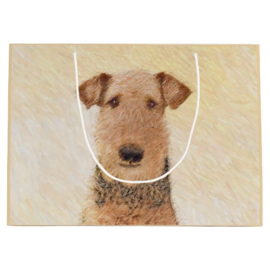 Grand Sac Cadeau Peinture Airedale Terrier - Cute Original Art (Devant)