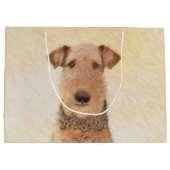 Grand Sac Cadeau Peinture Airedale Terrier - Cute Original Art (Dos)
