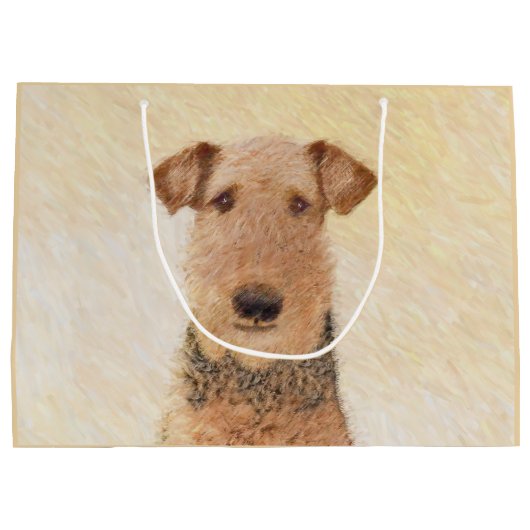 Grand Sac Cadeau Peinture Airedale Terrier - Cute Original Art (Dos)