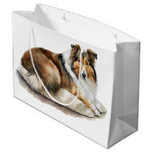 Grand Sac Cadeau Peinture aquarelle Collies rugueuses (Dos Angle)