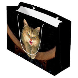 Grand Sac Cadeau Peinture de chat Mad - Cute Original Cat Art