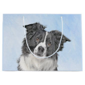 Grand Sac Cadeau Peinture de collie frontalière - Belle art origina (Devant)