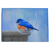 Grand Sac Cadeau Peinture d'oiseau bleu - art original d'oiseau (Devant)