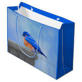 Grand Sac Cadeau Peinture d'oiseau bleu - art original d'oiseau (Devant Angle)