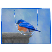 Grand Sac Cadeau Peinture d'oiseau bleu - art original d'oiseau (Dos)