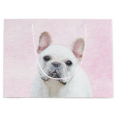 Grand Sac Cadeau Peinture française de Bulldog (Crème/Blanc) (Devant)