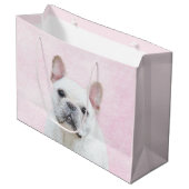 Grand Sac Cadeau Peinture française de Bulldog (Crème/Blanc) (Devant Angle)