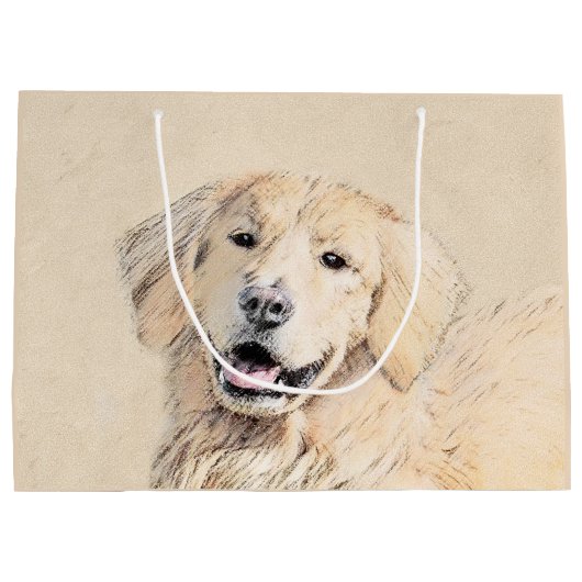 Grand Sac Cadeau Peinture Golden Retriever - Joli art original chie (Dos)