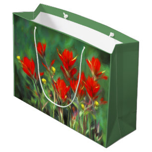 Grand Sac Cadeau Peinture indienne de pinceau - Art Fleur original