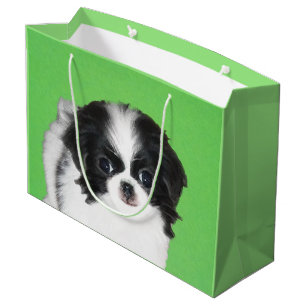 Grand Sac Cadeau Peinture japonaise de chiot - Art original de chie