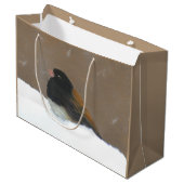 Grand Sac Cadeau Peinture Junco foncée - Art original pour oiseaux (Devant Angle)