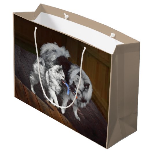 Grand Sac Cadeau Peinture Keeshond Playtime - Jolie art original ch (Dos Angle)