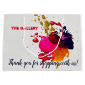 Grand Sac Cadeau Peinture moderne violet rose rouge or (Devant)