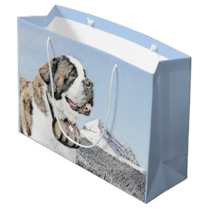 Grand Sac Cadeau Peinture Saint Bernard - Cute Original Chien Art