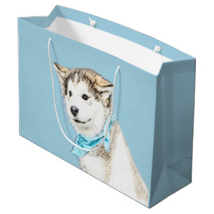 Grand Sac Cadeau Peinture Sibérienne Husky Puppy - Art Chien origi