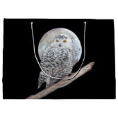 Grand Sac Cadeau Peinture sur la Chouette neigeuse et la Lune - Art (Dos)