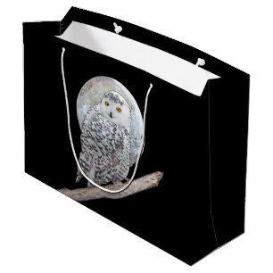 Grand Sac Cadeau Peinture sur la Chouette neigeuse et la Lune - Art