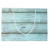 Grand Sac Cadeau Peinture Turquoise Rétro Sur Bois Rustique (Dos)