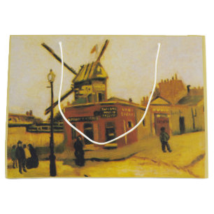 Grand Sac Cadeau Peinture vintage de Van Gogh Paris Moulin