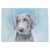 Grand Sac Cadeau Peinture Weimaraner - Joli art original chien (Devant)