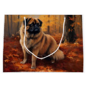 Grand Sac Cadeau Pekingese à l'automne Feuilles automne Inspire (Devant)