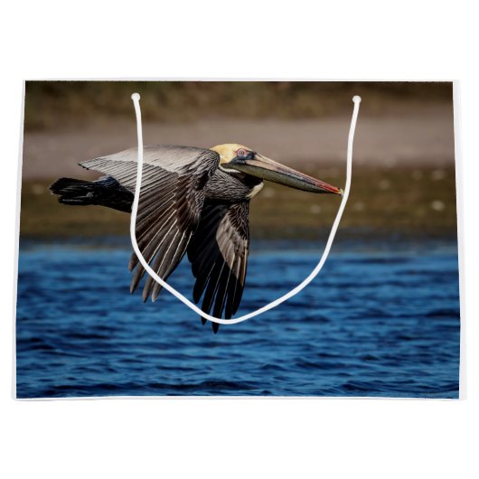 Grand Sac Cadeau Pélican en vol (Devant)