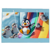 Grand Sac Cadeau Penguin plays on a slide (Dos)